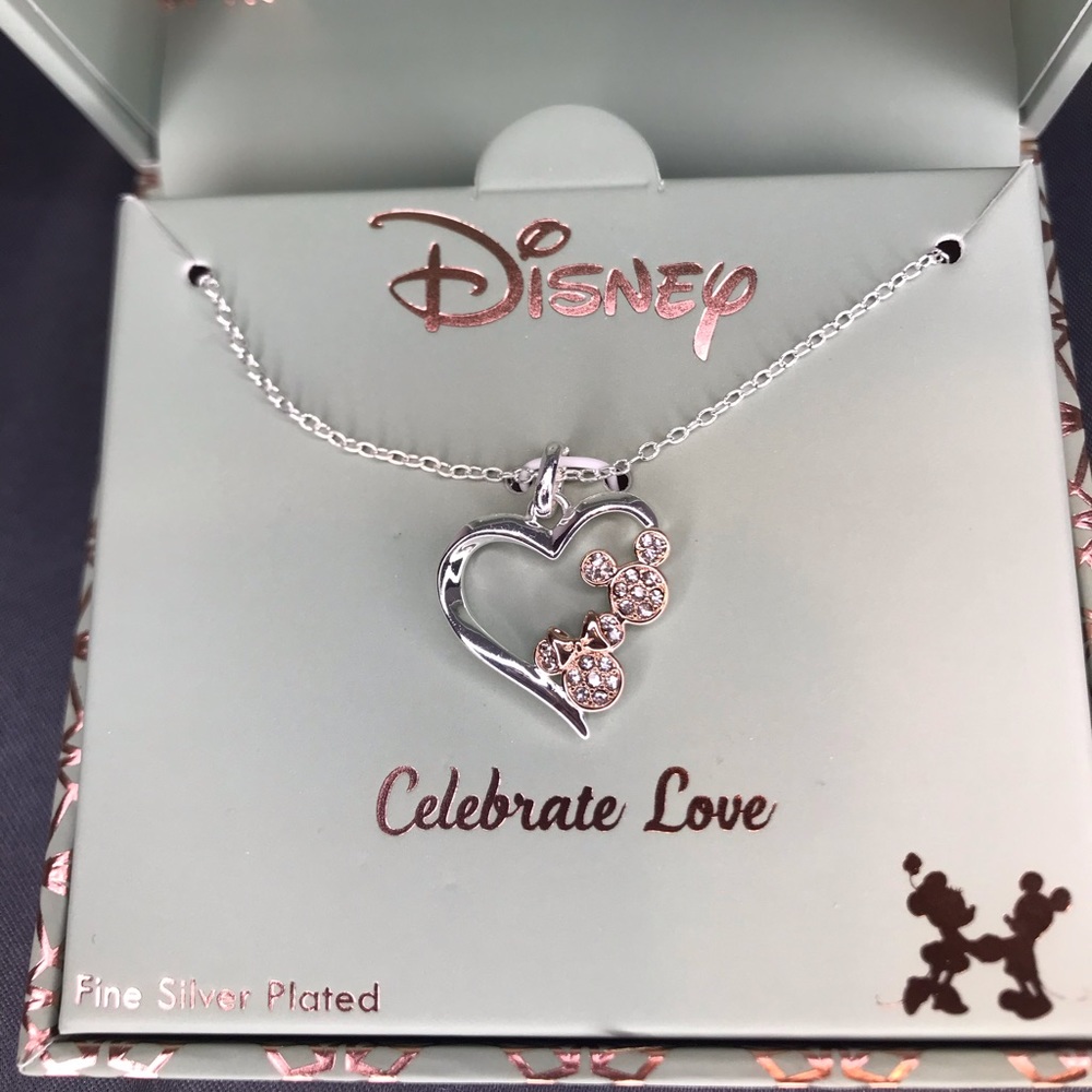 🎉HP🎉 Disney Mickey Mouse Minnie Mouse Heart Pendant Necklace - Picture 3 of 6